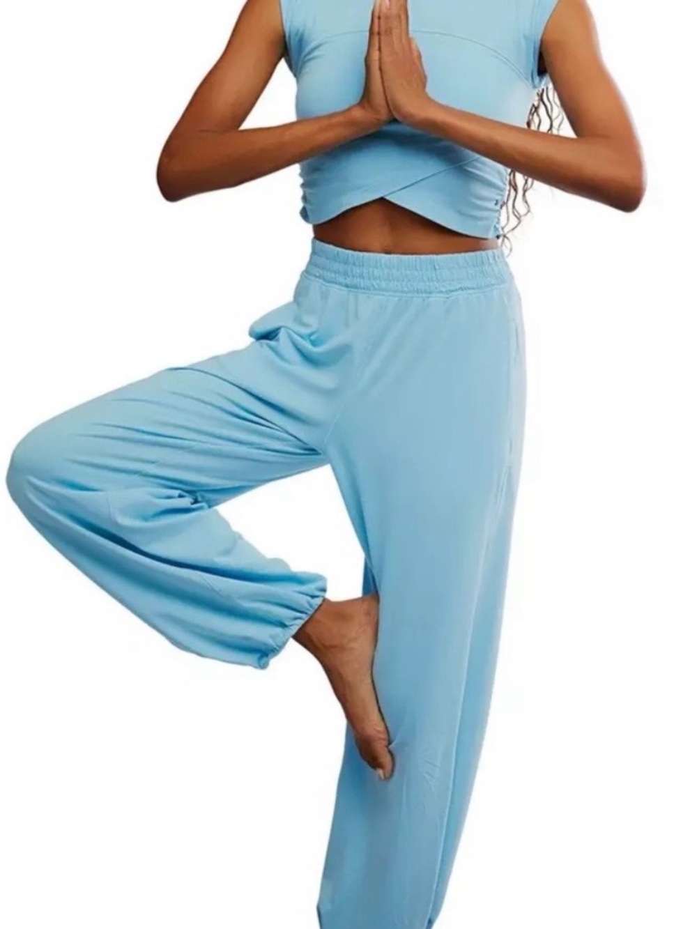 Light Blue Women's Track Pants - Casual Joggers - Picture 3 of 6